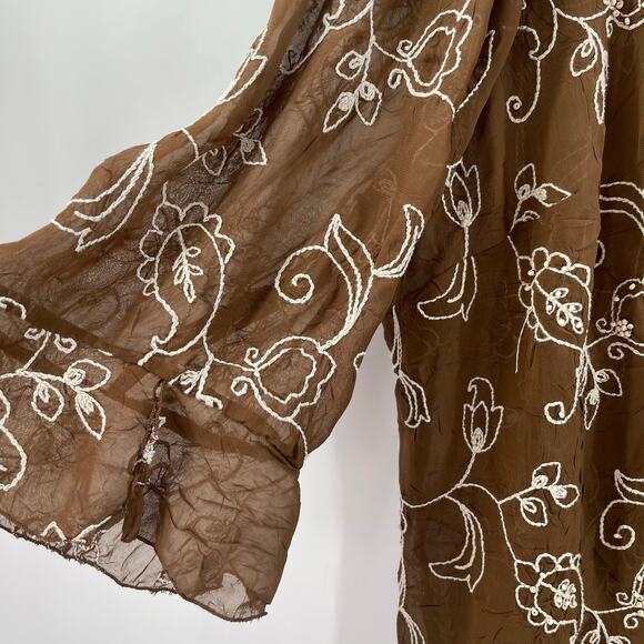 MAGGIE BARNES Button Down Shirt 3X Blouse Embroidered Beaded Plus Curvy Vintage - Picture 7 of 13